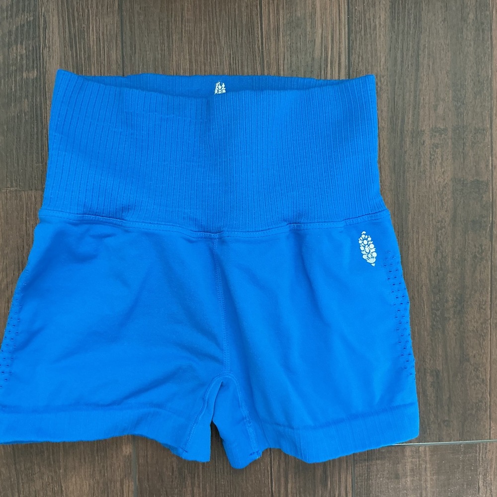FP Movement Good Karma High Waisted Seamless Workout Shorts Blue XS/S Running